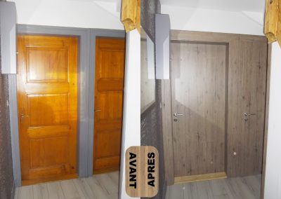 RENOVATION PORTES INTERIEURES DEPOSE ET REMPLACEMENT AVEC CHAMBRANLE ET PORTE SUR MESURE ET CHAMBRANLE HUGA DURAT GAMA 68