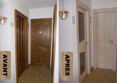 RENOVATION PORTES INTERIEURES DEPOSE CHAMBRANLE ET REMPLACEMENT MASSIF PORTE REYMOND S12 FRENE GAMA 68