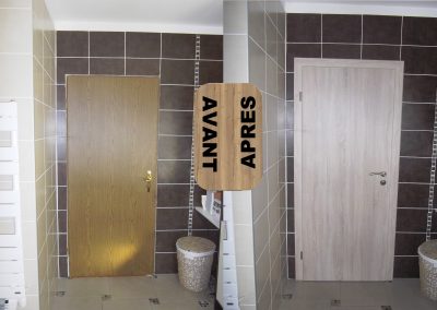 RENOVATION PORTES INTERIEURES DEPOSE ET REMPLACEMENT AVEC CHAMBRANLE ET PORTE SUR MESURE ET CHAMBRANLE HUGA DURAT CHENE RABOTE GAMA 68